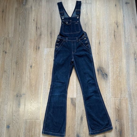 Vintage Silver Jeans Denim Overalls Flare Leg Dark Wash 90's Y2K - Size 1/33 - Picture 10 of 12